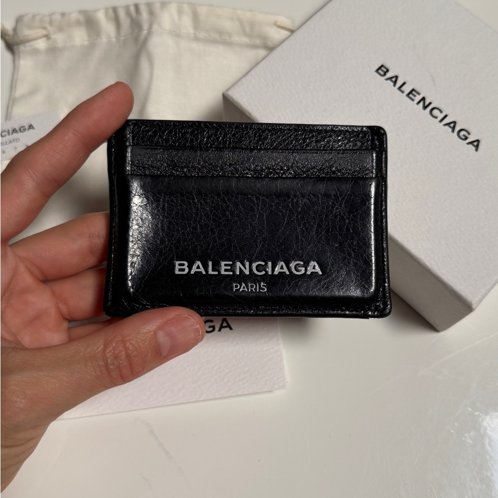 Balenciaga Black Leather Card Holder Mens Wallet - Picture 5 of 7